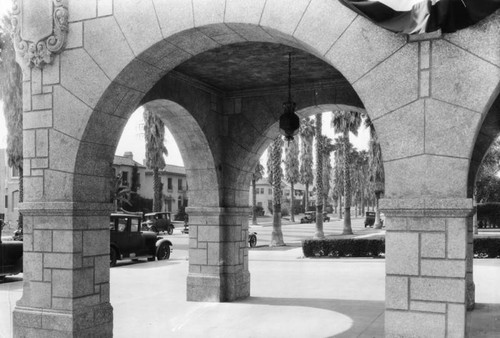 View through the arches, Chapman Park Market