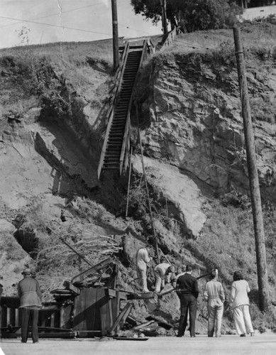 Landslide-destroyed steps