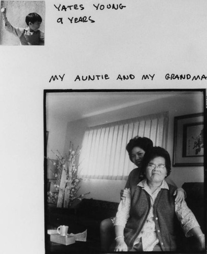 Chinese American boy and photo of grandmother