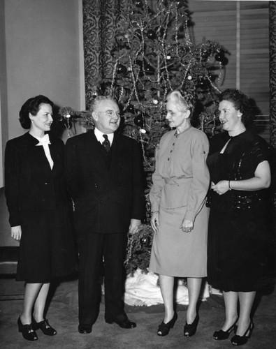 Mayor with staff at Christmastime