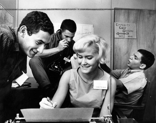 Teenagers work in Center office