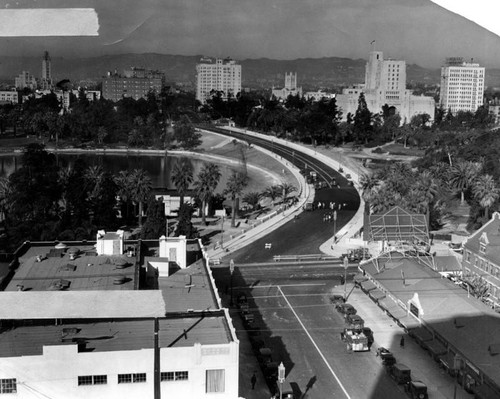 View of Westlake Park and Wilshire Boulevard