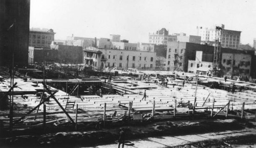 LAPL Central Library construction, early "base"