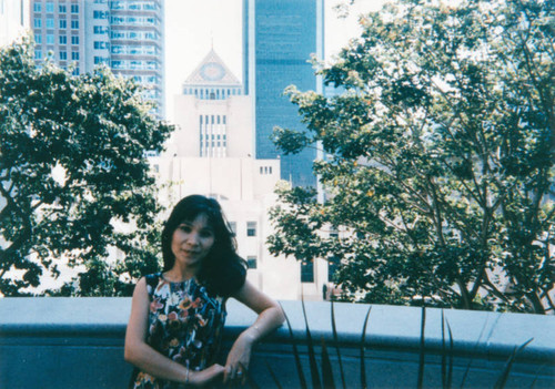 Woman in front of Central Library