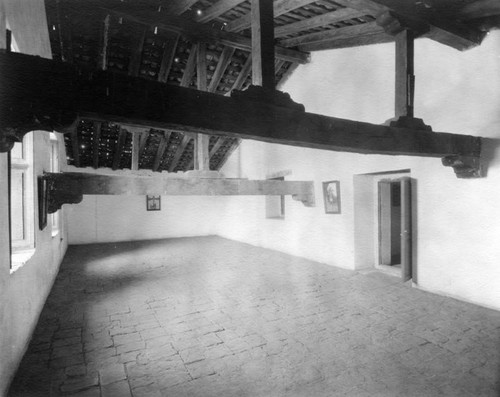 Interior of attic, San Fernando Rey de Espan~a Mission