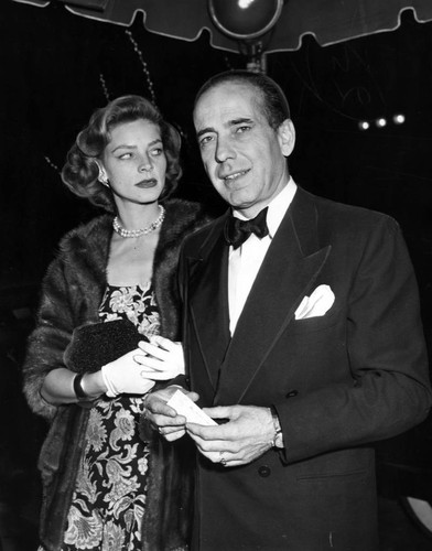 Bogie and Bacall at the premiere of ""The Mudlark""