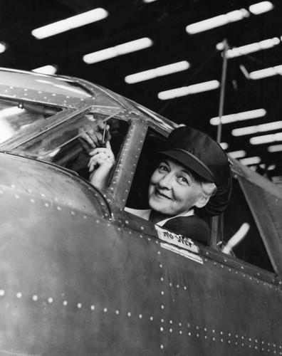 View of a female aircraft worker