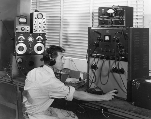 Radio operator at desk