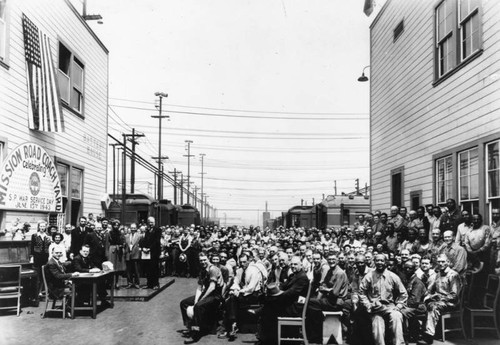 Railroad yard workers at ceremony