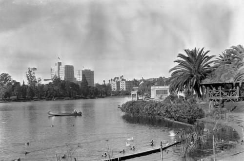 View of Westlake Park and lake