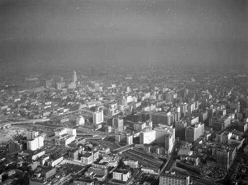 110 Harbor Freeway and Downtown Los Angeles, looking northeast