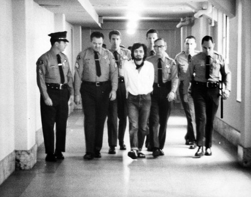 Charles Manson with deputies