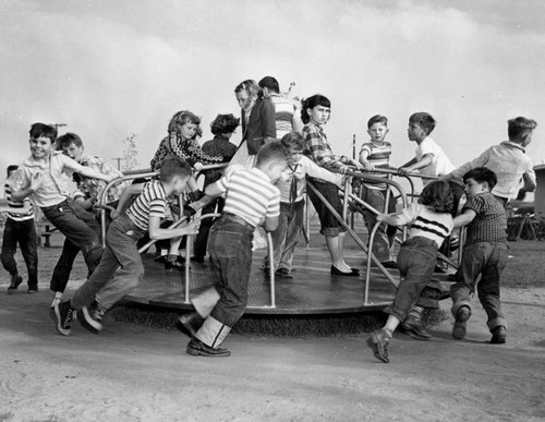 Having fun on a merry-go-round