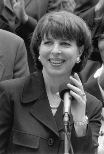 Lucy McCoy, DNC news conference at Central Library