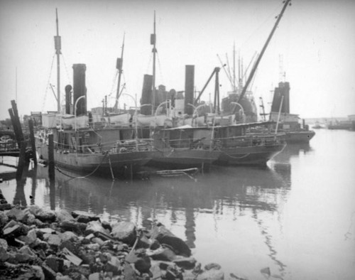 Steamboats moored at Terminal Island