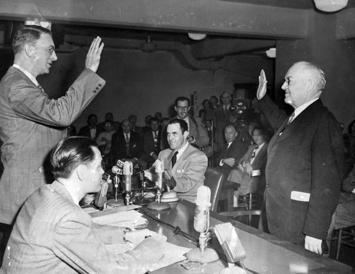 Mayor being sworn in — Calisphere