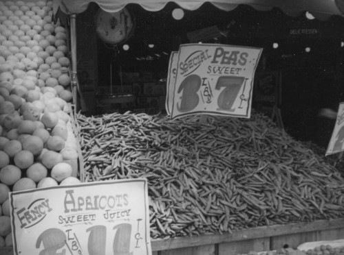 Peas and apricots on display