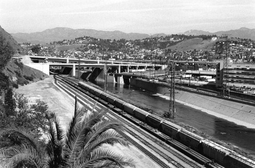 Los Angeles River and railroad tracks