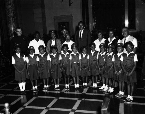 Camp Fire Bluebirds and Tom Bradley at City Hall