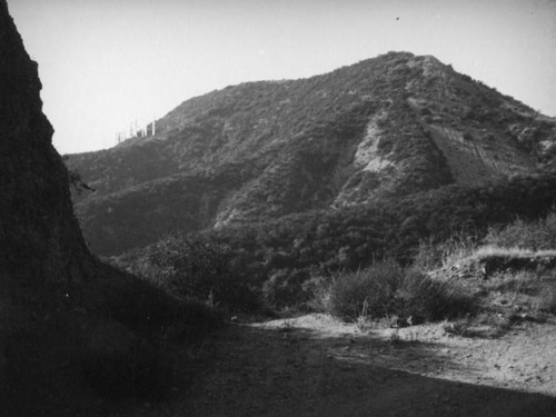 Side view of the Hollywoodland sign