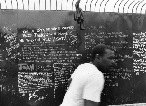 Skid row message wall