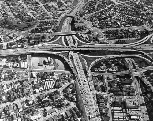 Freeway interchange, aerial