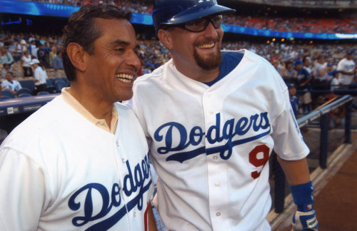 Antonio Villaraigosa and Jason Phillips, Dodger Stadium