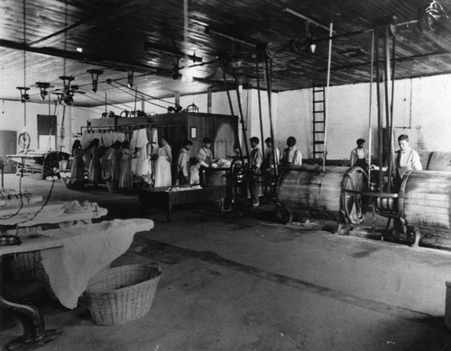 Students in laundry at Sherman Institute