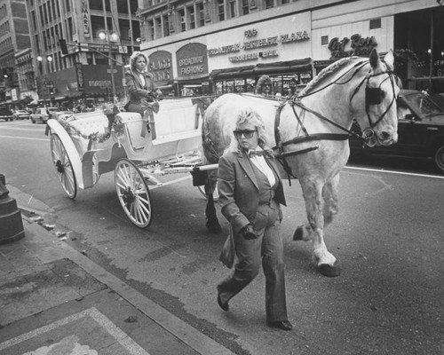 Horse carriages, downtown Los Angeles