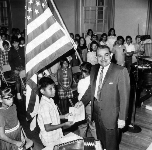 Flag presented to Belvedere School