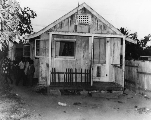 Wooden shacks, slum housing