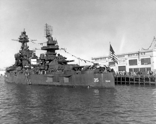 USS Texas at Navy Day celebration, 1945