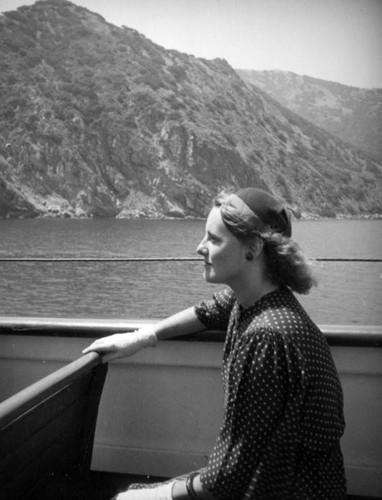 Ethel Schultheis and Catalina Island from the S.S. Catalina