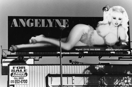 Angelyne in a bikini, Hollywood billboard