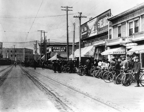 Bicycle riders on Spring St