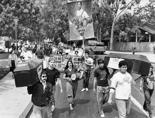 Anti-apartheid protesters at U.C.L.A