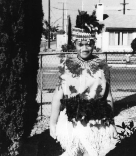 Samoan American girl in traditional dress