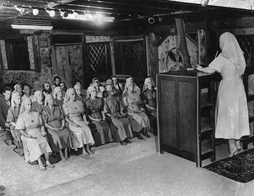 Mother Ruth gives lecture to group