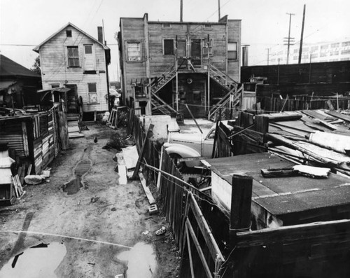 View of dwellings in industrial area