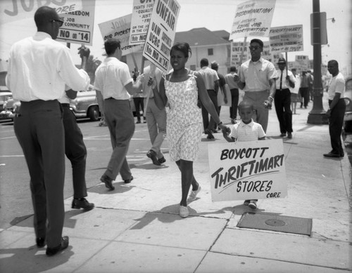 Demonstrators outside the Thriftimart