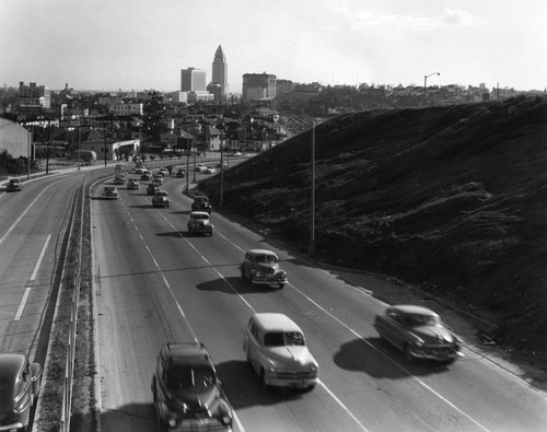 Outbound freeway near downtown