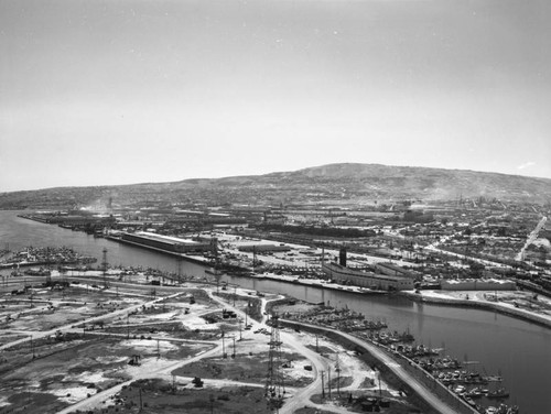 Los Angeles Harbor and San Pedro, looking southwest