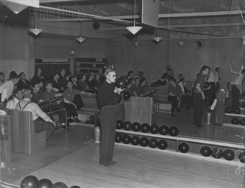 Inside view of a bowling alley