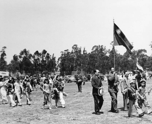 Chinese Americans marching