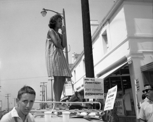 Demonstrators outside the Thriftimart