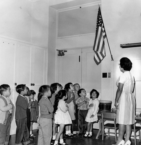 Flag scene at Hoover Street School