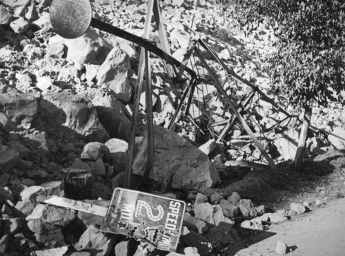 Elysian Park landslide wreckage