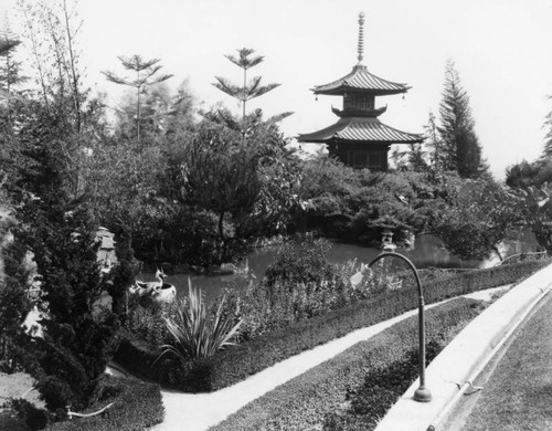 Pagoda at Japanese estate, Hollywood