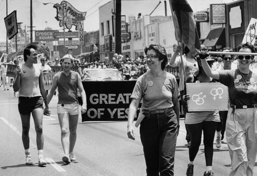 Marchers proudly walk in Gay Parade