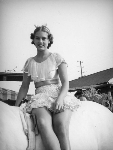 Woman on a white horse at the Farmers Market Fall Festival